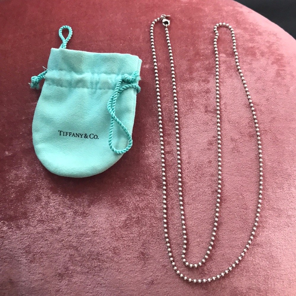 Tiffany&co sterling silver beaded chain. 30” inch